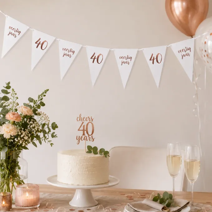 Vlaggenlijn 40 jaar roségoud - 4m