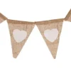 Vlaggenlijn linnen hart beige/wit - 2m (13 vlaggen)