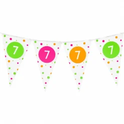 Vlaggenlijn neon 7 jaar - 4m (15 vlaggen)