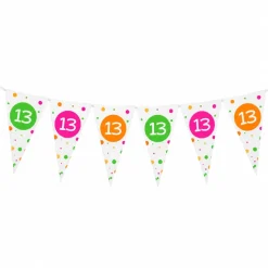 Vlaggenlijn neon 13 jaar - 4m (15 vlaggen)