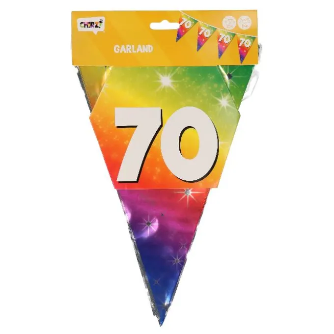 Vlaggenlijn regenboog folie 70 jaar - 6m