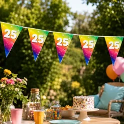 Vlaggenlijn regenboog folie 25 jaar - 6m