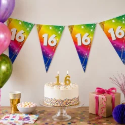 Vlaggenlijn regenboog folie 16 jaar - 6m