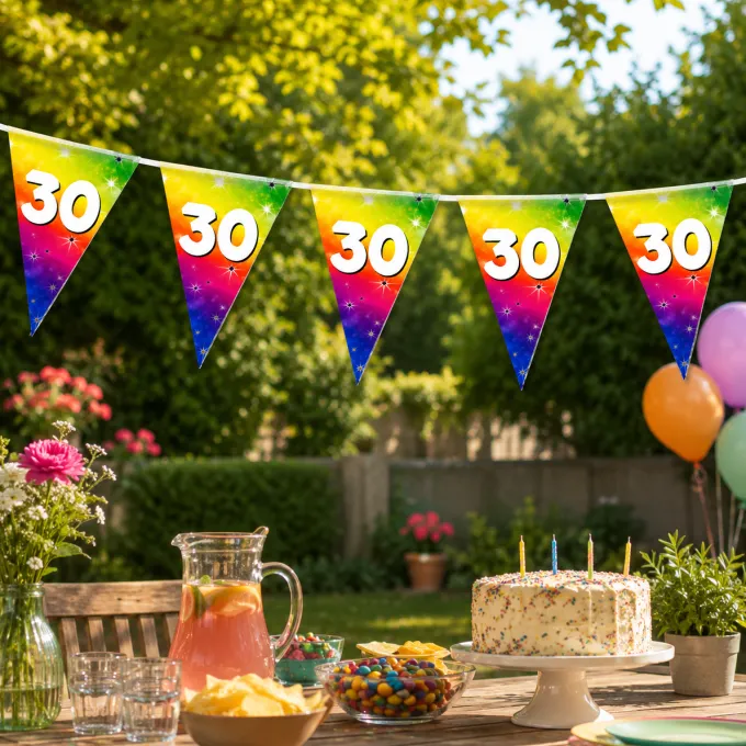 Vlaggenlijn regenboog folie 30 jaar - 6m