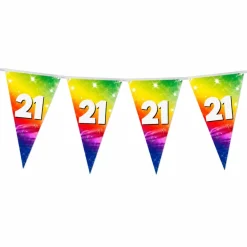 Vlaggenlijn regenboog folie 21 jaar - 6m