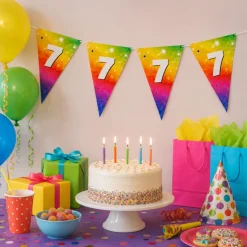 Vlaggenlijn regenboog folie 7 jaar - 6m