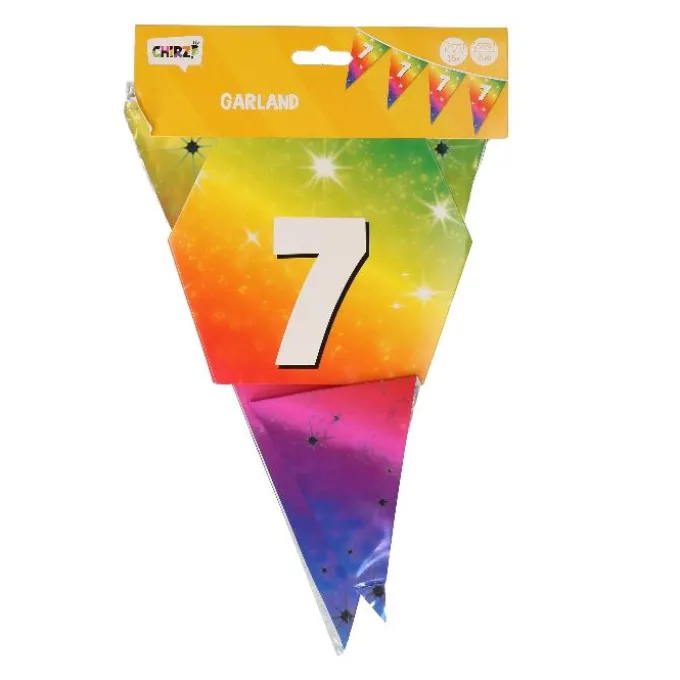 Vlaggenlijn regenboog folie 7 jaar - 6m