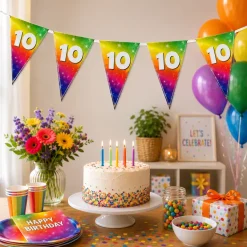 Vlaggenlijn regenboog folie 10 jaar - 6m