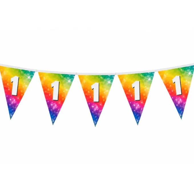 Vlaggenlijn regenboog folie 1 jaar - 6m