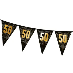 Vlaggenlijn zwart/goud 50 jaar - 5m