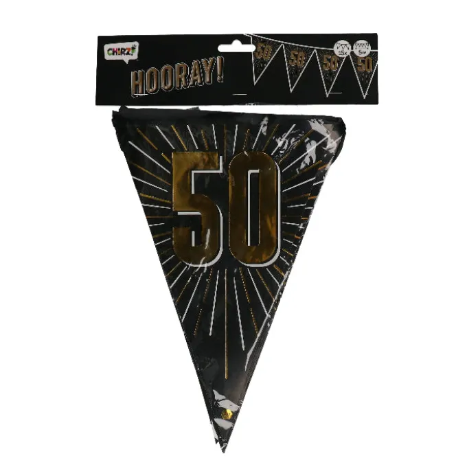 Vlaggenlijn zwart/goud 50 jaar - 5m