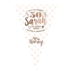Vlag Sarah 50 jaar wit/roze