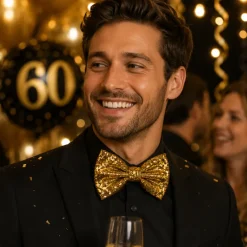 Vlinderdas glitter goud
