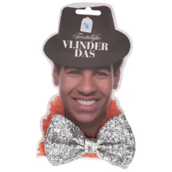 Vlinderdas glitter zilver