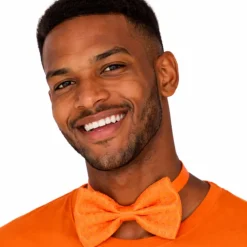 Vlinderdas pailletten neon oranje