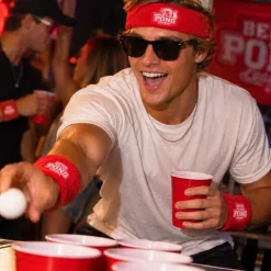 Zweetbandjes beer pong rood 3 stuks
