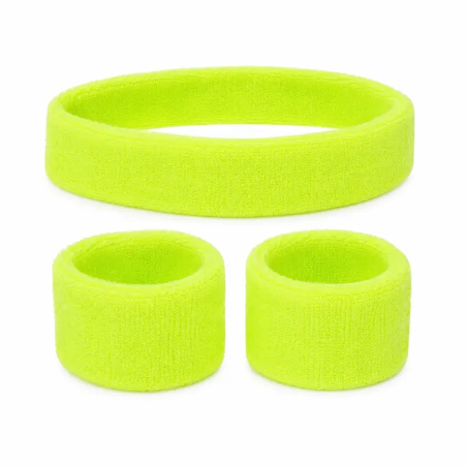 Zweetband set neon geel