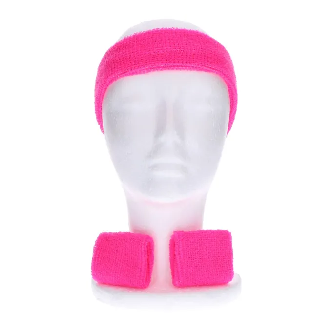 Zweetband set neon roze