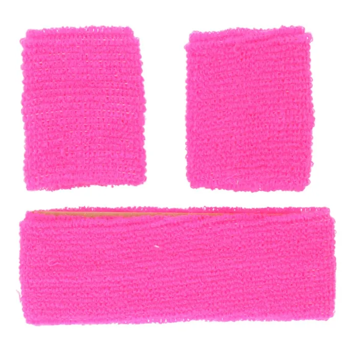 Zweetband set neon roze